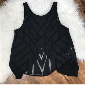 Free People • Black Mesh Cutout Open Back Tank Top